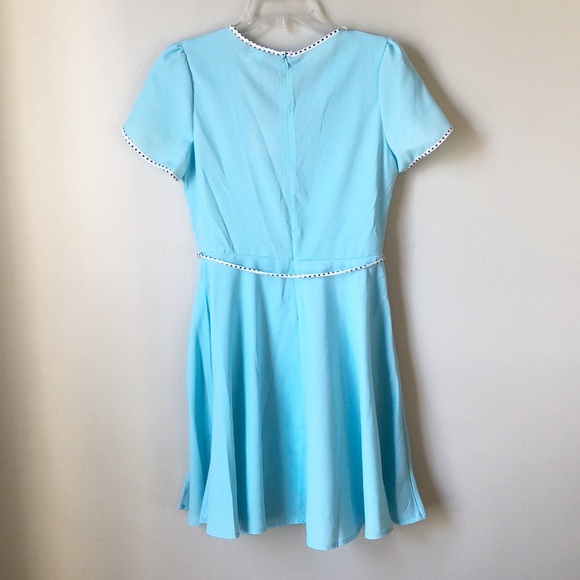 Smak Parlour | Dotted Trim Faux Wrap Flare Dress - Picture 6 of 8